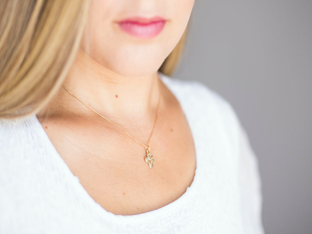 gold 4 way cross necklace