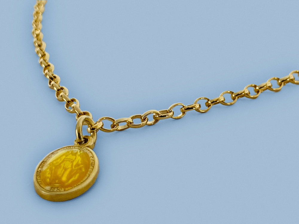 Catholic Miraculous Medal Necklace Yellow