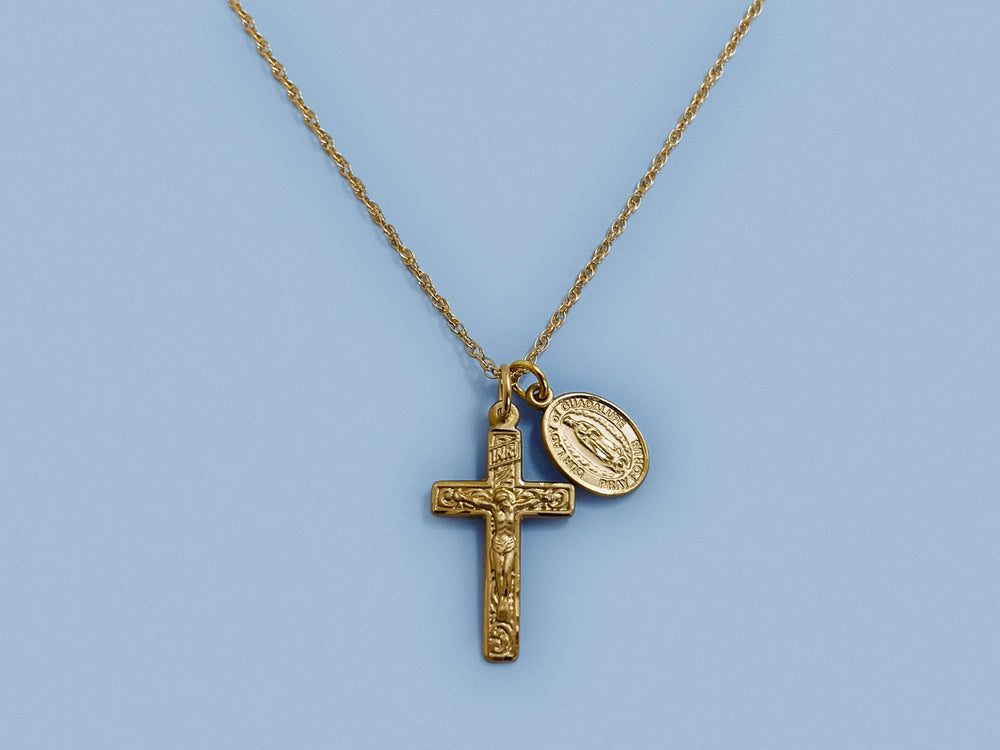 
            
                Load image into Gallery viewer, gold our lady of guadalupe necklace
            
        
