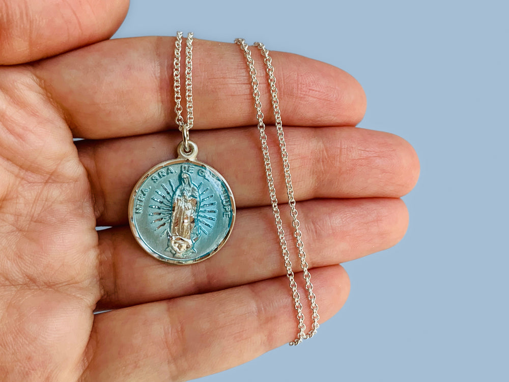 Our Lady of Guadalupe Sterling Silver Necklace. Virgen De Guadalupe  Catholic Necklace. Mary Necklace. Rosary Necklace - Etsy