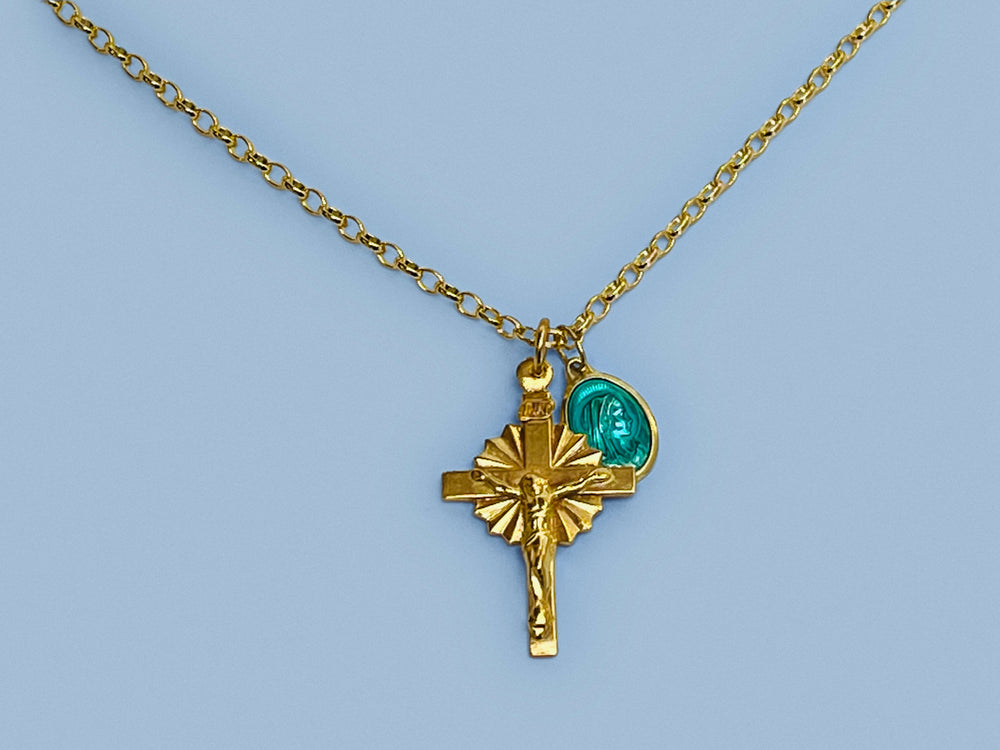 
            
                Load image into Gallery viewer, gold crucifix necklace
            
        