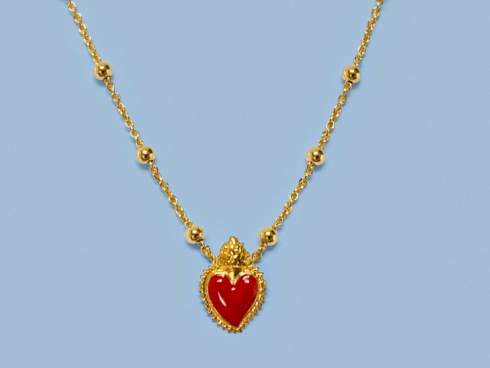 Gold Sacred Heart Necklace, Heart Necklace Catholic Faith Religious Gift  Medieval Flaming Heart With Thorns Charm Pendant Jewelry - Etsy