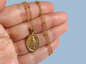 
            
                Load image into Gallery viewer, Miraculous Medal Necklace in Gold Filled
            
        
