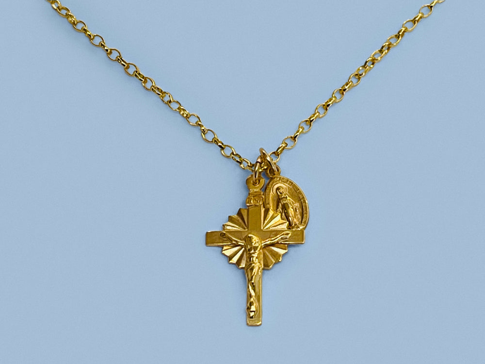 Womens Gold Crucifix Necklace in Gold